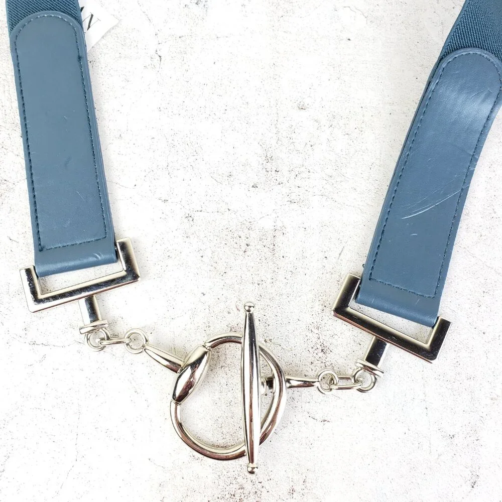 ARTIZAN by Robin Barre Belt Horsebit Toggle Buckle Vegan Leather Blue size M/L